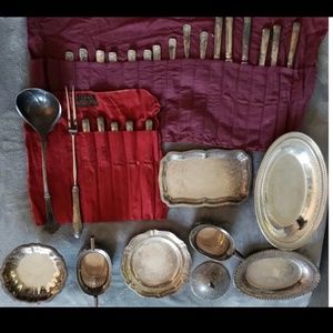 Sheffield silver plate tray +others